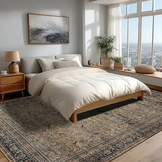 Area Rug Non Slip Machine Washable Ultra Soft Living Room/Bedroom/Kitchen/Outdoor/Classroom Vintage Brown, 8'×10'