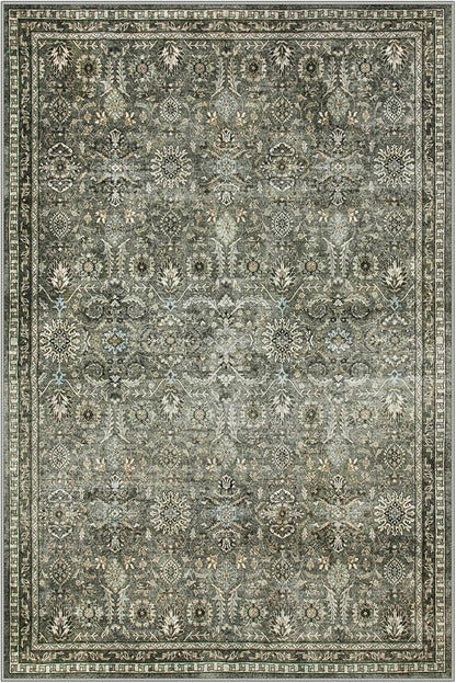 Lahome Sage Green Area Rug 6x9, Machine Washable Rugs for Living Room, Boho Vintage Soft Bedroom Carpet for Dining Room Nursery Apartment Office, Dark Green