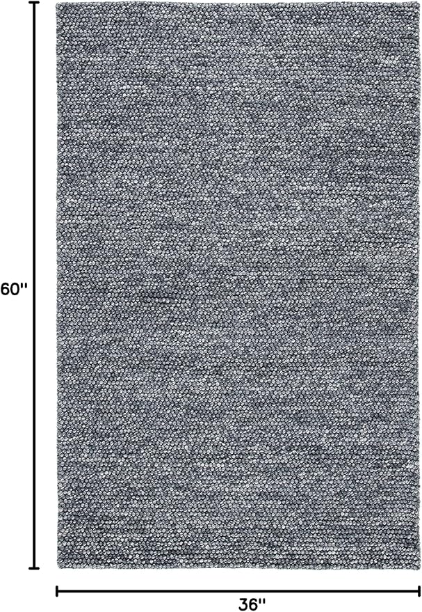 SAFAVIEH Area Rug 3x5 - Natura Collection - Dark Grey, Handmade Wool Blend, Textured Design, Ideal for Living Room, Bedroom, Dining Space (NAT620H)