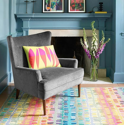 Dash and Albert Paint Chip Wool Area Rug - 6' x 9' Multicolor Graphic Hand Micro Hooked Accent Rug - Durable, High Traffic Areas Hallway, Living Room, Stairs