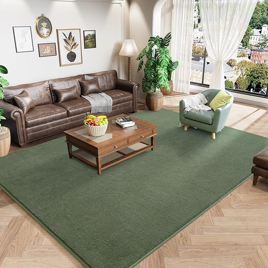 Amearea Large Modern Area Rugs for Bedroom Living Room, 6x9 Feet Sage Green Thickened Memory Foam Rug, Fluffy Indoor Washable Rugs Non Slip Minimalist Carpet for Boys Girls Dorm Nursery Room Decor