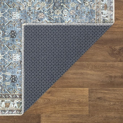 Bloom Rugs Washable Non-Slip 5' x 7' Rug - Blue/Beige Traditional Area Rug for Living Room, Bedroom, Dining Room, and Kitchen - Exact Size: 5' x 7'