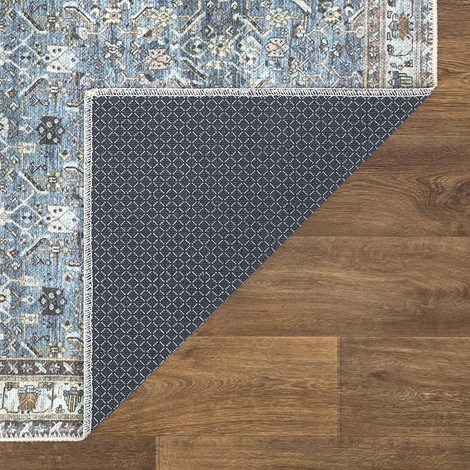 Bloom Rugs Washable Non-Slip 3' x 5' Rug - Blue/Beige Traditional Area Rug for Living Room, Bedroom, Dining Room, and Kitchen - Exact Size: 3' x 5'