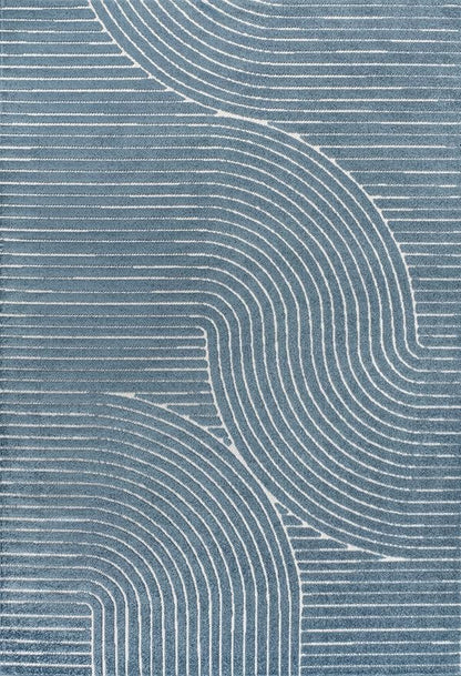 JONATHAN Y Hallie High-Low Curve Dark Blue/Cream 4x6 Indoor/Outdoor Area Rug, Minimalist Geometric, Pet Friendly, for Patio, Backyard, Living Room, Bedroom, Office, Hose-Washable (SCN100C-4)