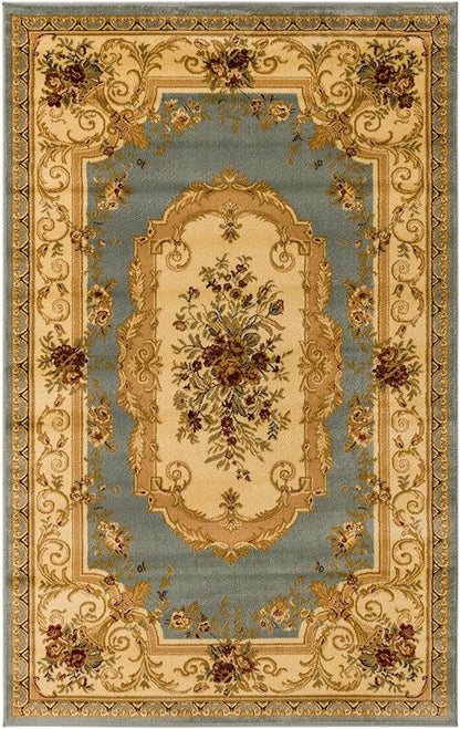 Rugs.com Chateau Collection Rug – 5' x 8' Light Blue Medium Rug Perfect for Bedrooms, Dining Rooms, Living Rooms