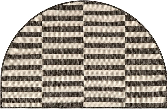 Unique Loom Outdoor Striped Collection Area Rug - Striped (2' 7" x 4' 1" Hearth Charcoal/Ivory)
