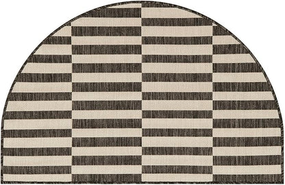 Unique Loom Outdoor Striped Collection Area Rug - Striped (2' 7" x 4' 1" Hearth Charcoal/Ivory)