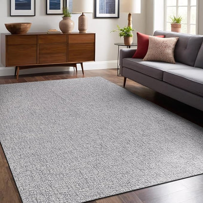 Easy Jute Rugs 4x6 Gray Color Living Room Indoor Outdoor Area Rug for Farmhouse Patio and Kitchen Rug High Traffic Washable Easy to Clean Solid Boho Woven Design Outside Carpet (4 x 6)