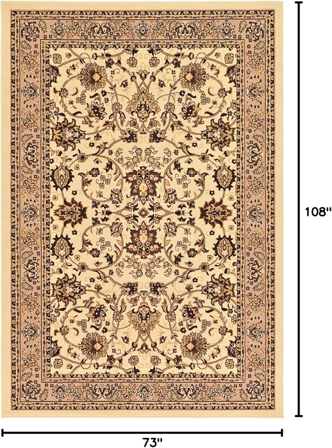 Unique Loom Sialk Hill Collection Area Rug - Washington (6' 1" x 9' Rectangle Ivory/Black)