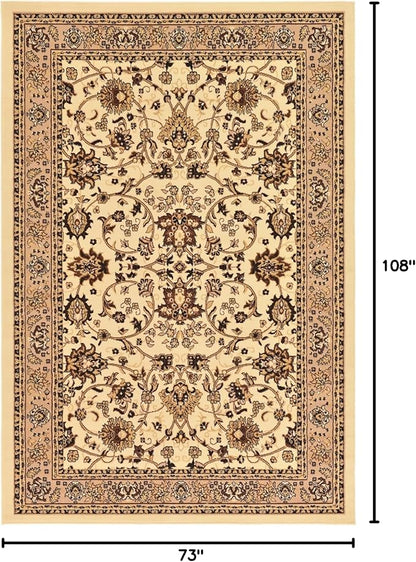 Unique Loom Sialk Hill Collection Area Rug - Washington (6' 1" x 9' Rectangle Ivory/Black)