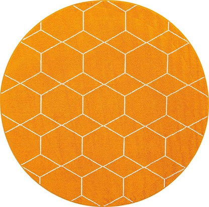 Unique Loom Trellis Frieze Collection Area Rug - Geometric (8' Round, Orange/ Ivory)