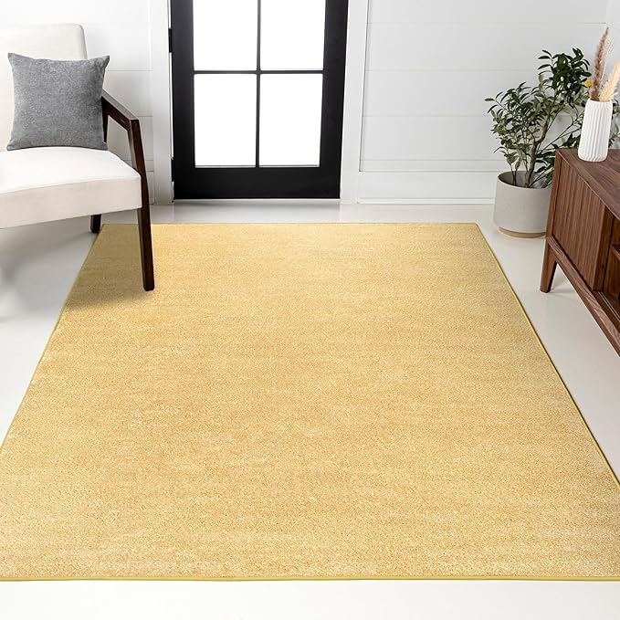JONATHAN Y Haze Solid Low-Pile Mustard Indoor Area Rug 5x8, Coastal,Bohemian,Minimalist,Classic, Easy-Cleaning for Living Room,Bedroom,Kitchen,Pet Friendly,Non-Shedding (SEU100B-5)