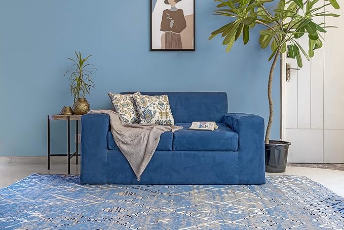 Furnish my Place Trellis Pattern Rug - 5 ft. x 8 ft, Light Blue, Bohemian Rug with Transitional Design