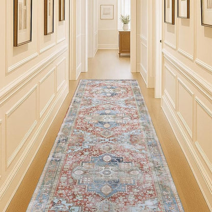 Washable Area Rug. Modern Farmhouse. Vintage. Turkish. Bohemian. Distressed. Oriental. Traditional. Rugs for Living Room. Dining. Bedroom. Office. Entryway. Foyer. (858RM, 2'5" x 4'9")