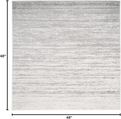 SAFAVIEH Adirondack Collection Area Rug - 4' Square, Ivory & Silver, Modern Ombre Design, Non Shedding & Easy to Clean, Ideal for Living Room, Bedroom, Office, Dining Space (ADR113B)