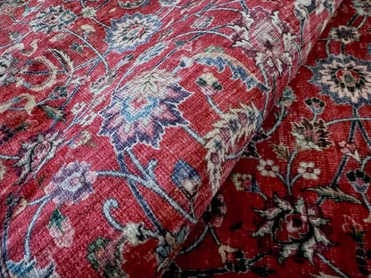 GLN Rugs Traditional Collection - Machine Washable Area Rug, Traditional Washable, Non Slip, Low Pile Chenille Rug, Living Room, Bedroom, Kitchen Rug (8' x 10' Dark Red)