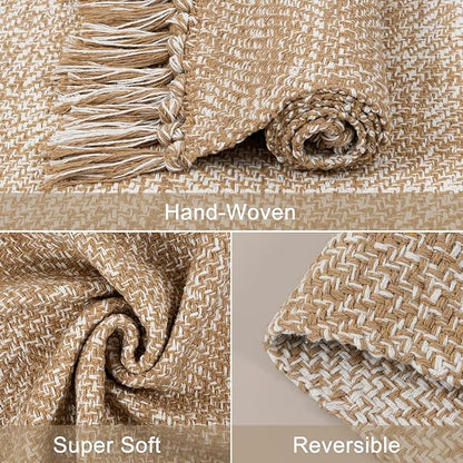 Collive Boho Runner Rug for Hallway, Washable 2.6x16 ft Long Hallway Runners Rug Farmhouse Neutral Kitchen Rug, Woven Cotton Tan/Cream Low Pile Floor Carpet for Entryway Bedroom