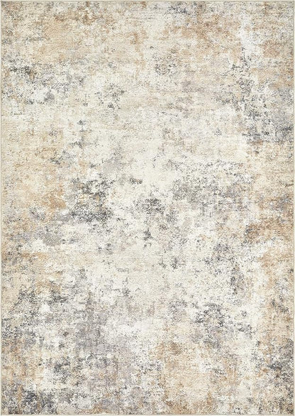 10x12 Area Rug Living Room Rugs - Washable Neutral Modern Abstract Soft Thin Large Rug Indoor Floor No Slip Rug Carpet for Bedroom Under Dining Table Home Office Decor - Golden Grey