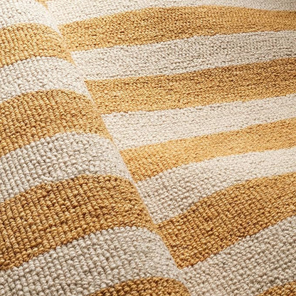 Dash & Albert Silas Stripe Gold Hand Micro Hooked Wool Rug, Runner-2.5 X 8 Feet, Yellow/Orange Stripe Pattern - Premium Luxury Hotel Quality Soft Breathable Hypoallergenic Machine Washable Easy