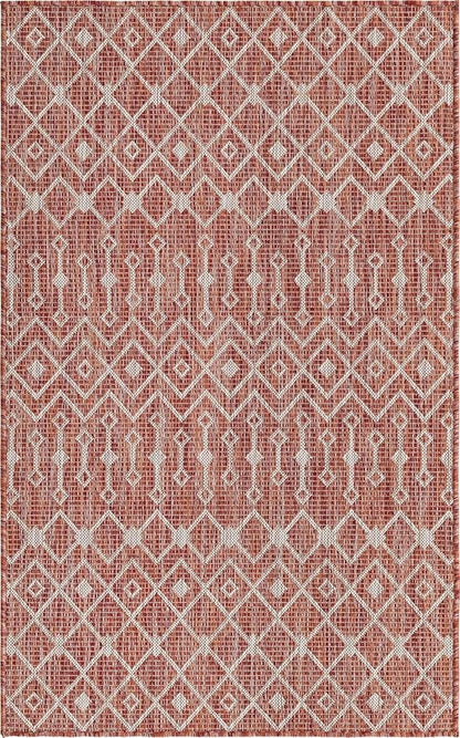 Unique Loom Outdoor Trellis Collection Area Rug - Tribal Trellis (3' 3" x 5' 3" Rectangle, Rust Red/ Ivory)