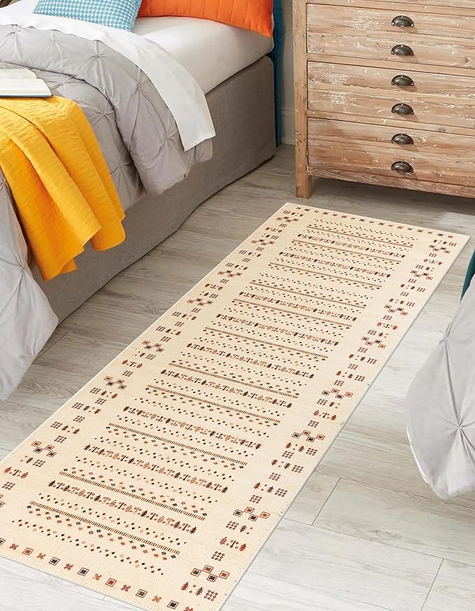 Keen Home Design 2x7 Rug - Machine Washable Runner Rug with Non-Slip Backing, Ideal for Hallway, Entryway, Kitchen, Laundry Room - Vintage, Easy Clean, Durable, Low Pile - (2'6" x 7')