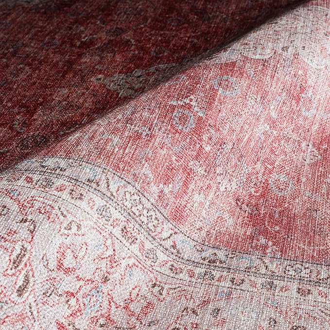 Fame Rugs Turkish Rug. Washable Vintage Oriental Antique Inspired Traditional Doormat Small Modern Area Rugs Luxury Entryway Entry Bedroom Bathroom Kitchen (410CP, 2'5 x 9'8)