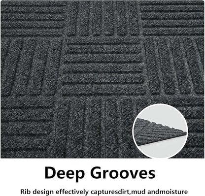 jxgzyy Commercial Front Door Mat 3'11" x 2'8", Non-Slip Indoor Outdoor Doormat, Heavy Duty Runner Rug for Entrance, Porch, Patio, Garage, High Traffic Area, Dark Grey