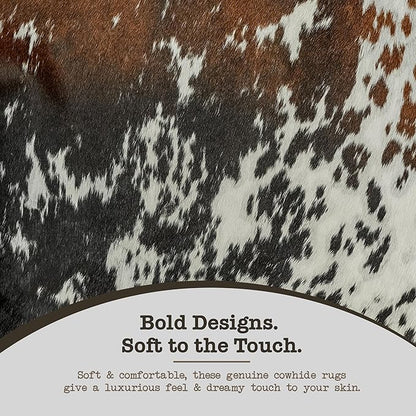 Genuine Cowhide Rug - Natural Leather Hide Rugs for Living Room & Area Rug for Bedroom - Real Cowhides Rug for Rustic Home Decor - Multicolor Speckled Cowhide Rugs, 6x6-7ft