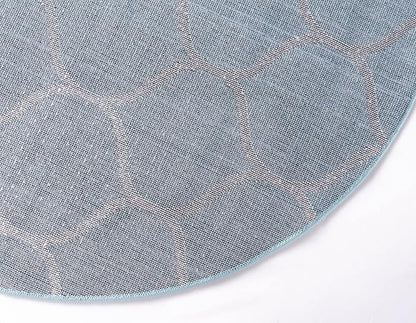 Rugs.com Lattice Frieze Collection Rug – 8' Round Light Blue Medium Rug Perfect for Kitchens, Dining Rooms