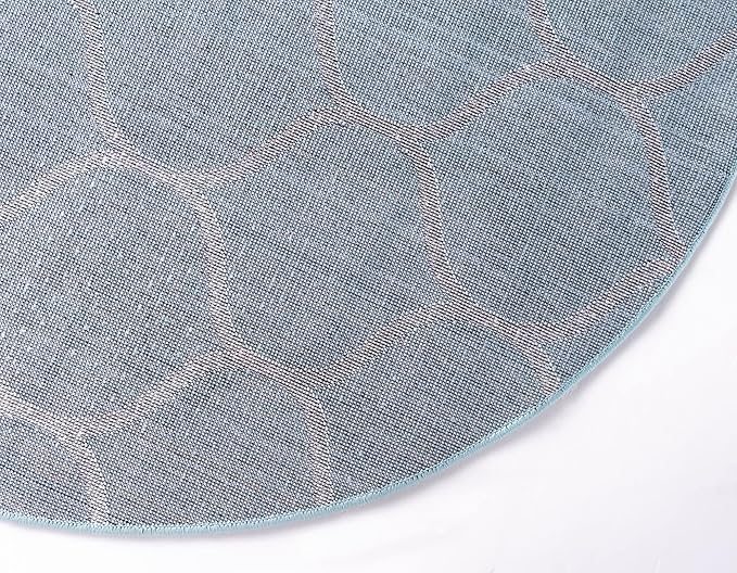 Rugs.com Lattice Frieze Collection Rug – 4' Round Light Blue Medium Rug Perfect for Kitchens, Dining Rooms