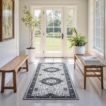 2x6 Area Rug,Boho Vintage Oriental Washable Rugs,Collapsible Area Rug for Bedroom, Entryway, Kitchen, Bathroom