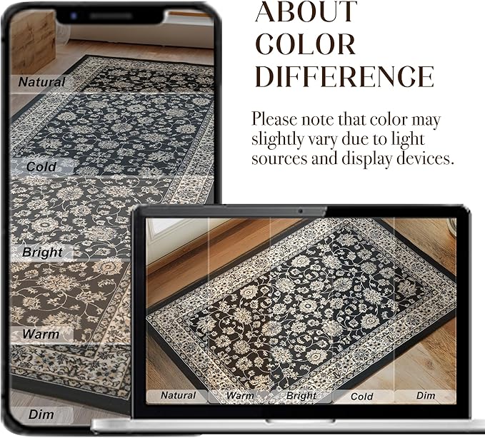 XWZO Washable Hallway Runner Rug 2x8ft — Non-Slip Low Pile Area Rug with Rubber Backing, Spill Resistant Soft Flower Floor Carpet Runner for Kitchen Entryway Doorway Bedroom Corridor, Black