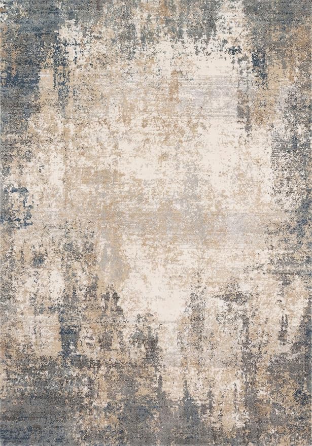 Loloi Teagan Collection TEA-08 Ivory/Mist 9'-9" x 13'-6" Area Rug, Large, Soft Neutral Rug, High-Traffic for Living Room, Bedroom, Home Office, Dining Area