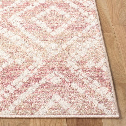 SAFAVIEH Adirondack Collection Area Rug - 9' x 12', Rose & Gold, Modern Diamond Distressed Design, Non-Shedding & Easy Care, Ideal for High Traffic Areas in Living Room, Bedroom (ADR131Q)