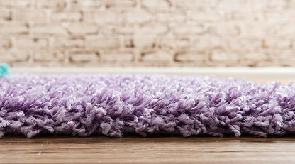 Unique Loom Solid Shag Collection Area Rug (2' x 6' 5" Runner, Lilac)