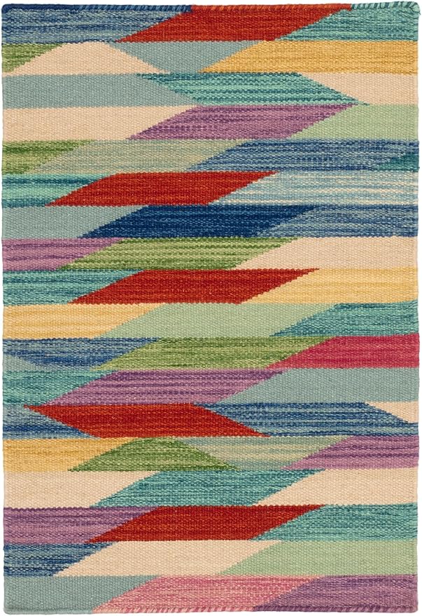 Dash and Albert Hotline Wool Area Rug - 2.5' x 8' Runner Multicolor Geometric Multi Handwoven Accent Rug - Durable, Low Pile - Premium Luxury Hotel Quality Soft Breathable Hypoallergenic Machine