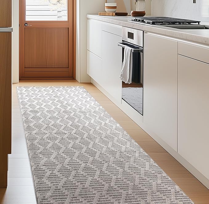 Well Woven Custom Size Hallway & Stair Runner- Harlow Babylon Taupe 31 Inches Wide x 2 Feet Long Runner (31" x 2') Runner Rug - Moroccan Diamond Pattern, Ultra-Soft, Easy-Clean