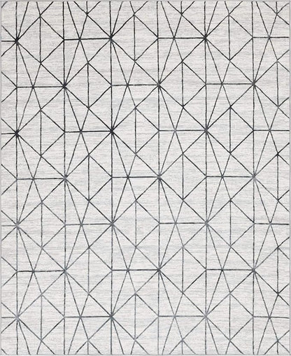 Rugs.com Lattice Trellis Collection Rug – 8' x 10' White Low-Pile Rug Perfect for Living Rooms, Large Dining Rooms, Open Floorplans