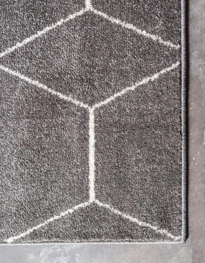 Unique Loom Trellis Frieze Collection Area Rug - Geometric (8' Square, Dark Gray/ Ivory)
