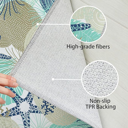 Tritard Coastal Runner Rug 2x6 Nautical Kitchen Hallway Rugs Beach Themed Non-Slip Indoor Floor Mat Machine Washable Rugs Carpet for Bathroom Living Room Bedroom Laundry Room Entryway, Navy