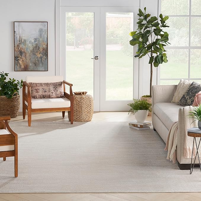 Nourison Home Nourison Essentials Ivory Beige 12' x 15' Area Rug - Easy Clean, Non Shedding, Bed Room, Living Room, Dining Room, Kitchen (12' x 15')