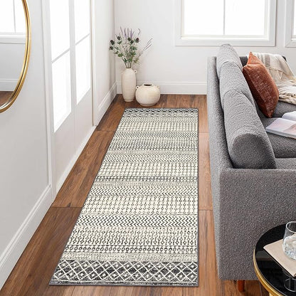 Moroccan Washable Runner Rug, 2x6 Ultra Soft Non-Slip Vintage Boho Hallway Kitchen Runner Rug Floor Carpet for Bedroom Bathroom Laundry Living Room