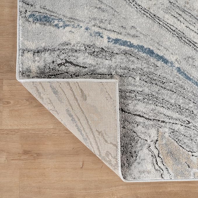 Rugshop Marble Swirl Distressed Gray Area Rug 7' 10" x 10' Ideal for Sectional Seating Areas, Bedrooms, or Large Dining Spaces