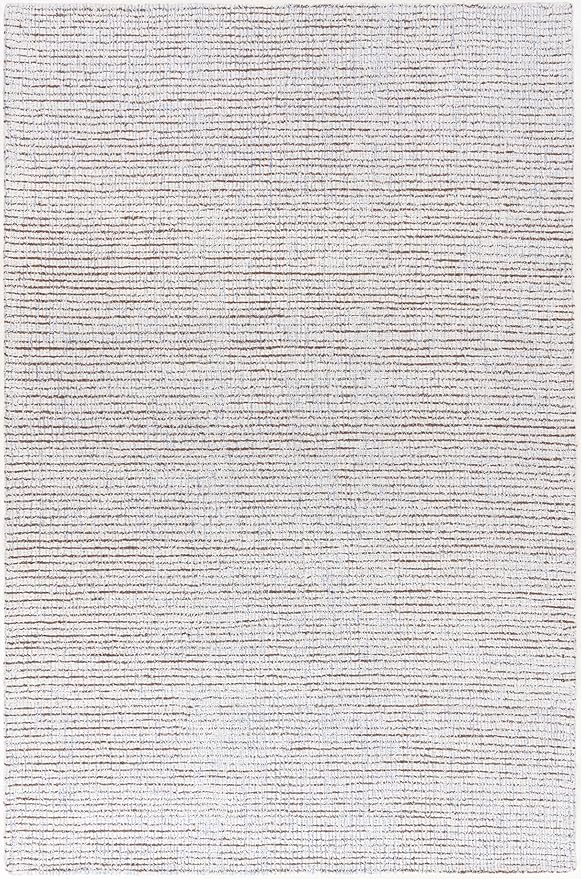 Hand-Tufted 100% Wool Pile Area Rug – Geometric Textured Grid Check Pattern – Thick and Durable Floor Carpet for Bedroom, Living Room, Kids Room, and Dining Area (Light Brown, 2.6' x 12')