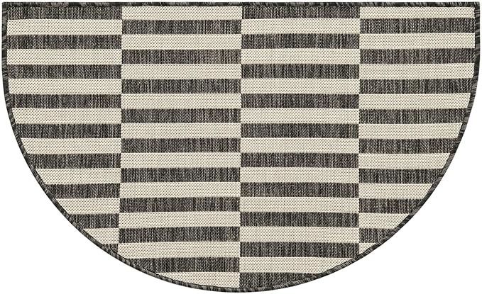 Unique Loom Outdoor Striped Collection Area Rug - Striped (2' 2" x 3' 7" Hearth Charcoal/Ivory)