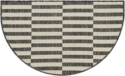 Unique Loom Outdoor Striped Collection Area Rug - Striped (2' 2" x 3' 7" Hearth Charcoal/Ivory)