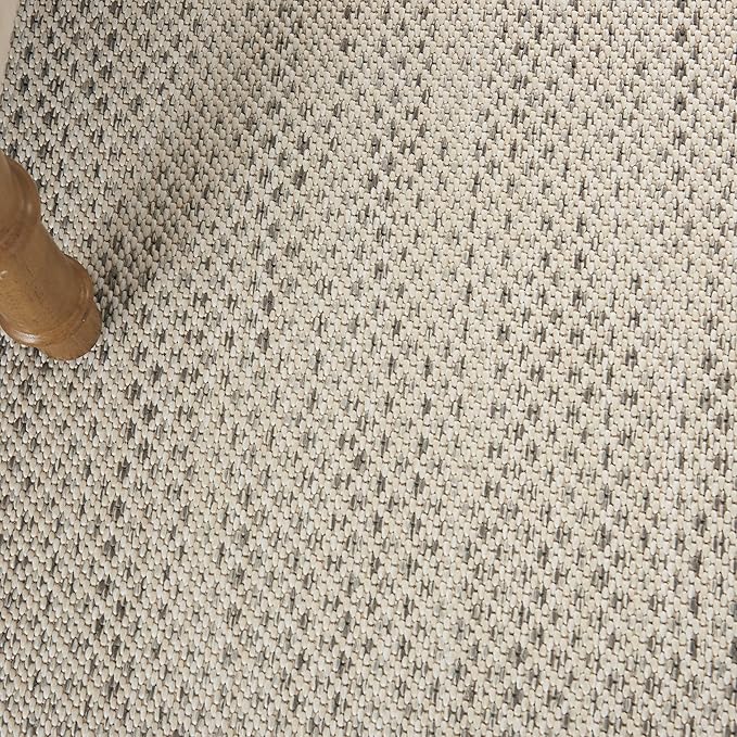 Nourison Home Courtyard Ivory Silver 7' x 10' Area Rug - Easy Clean, Non Shedding, Bed Room, Living Room, Dining Room, Kitchen (7' x 10')