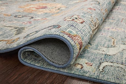 Loloi Margot Collection MAT-06 Denim/Multi 5'-0" x 7'-6" Area Rug feat. CloudPile, No-Shed Easy Clean Large Patterned Area Rug for Living Room, Bedroom, Dining Area