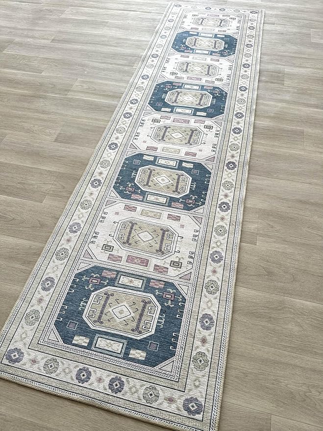 Fame Living Faded Oushak Rug, Turkish Vintage Floral Pastel Large Oversized Area Rugs for Living Room Dining Bedroom Kitchen Bathroom Nursery (848CrNv, 2' x 3')