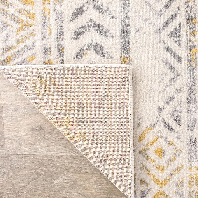 Rugshop Geometric Boho Perfect for high Traffic Areas of Your Living Room,Bedroom,Home Office,Kitchen Area Rug 7'10" x 10' Yellow